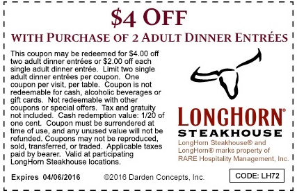 Longhorn Steakhouse Online And In Store Coupons Promotions