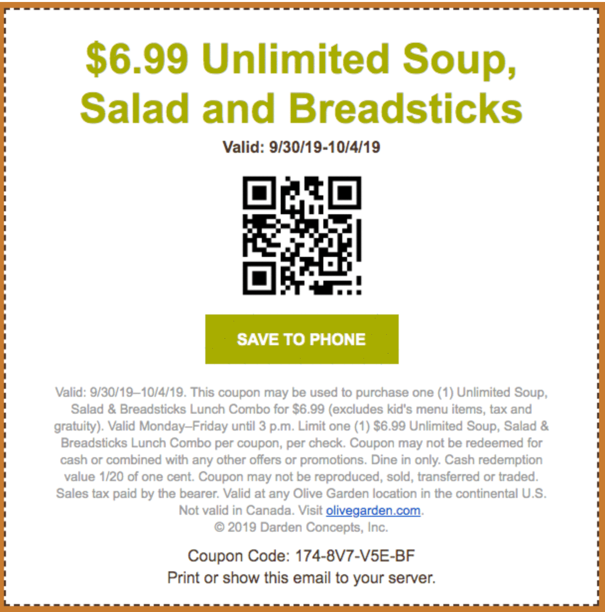 Olive Garden Coupon Code - Olive Garden Coupon Free Appetizer Or